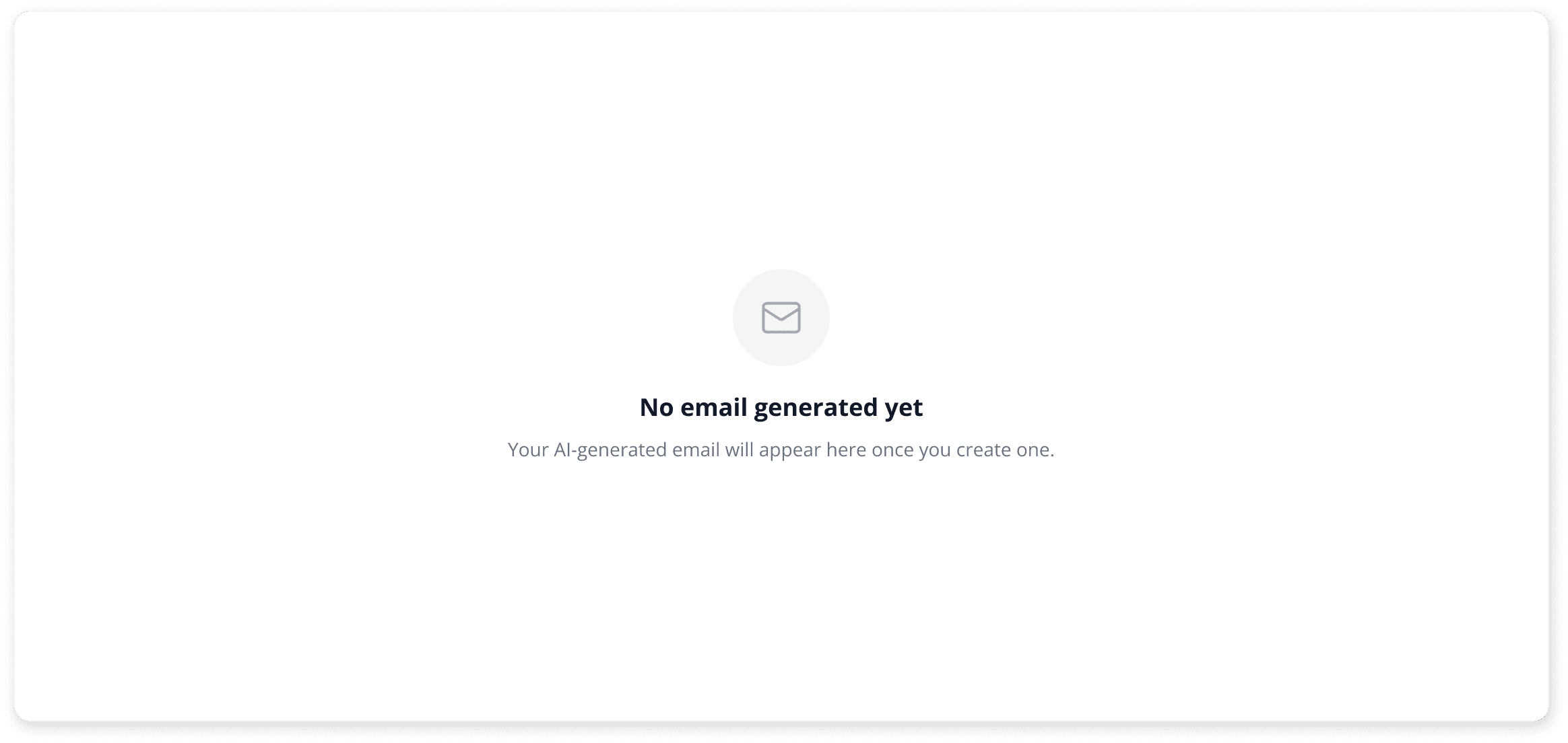 Leeres E-Mail-Vorschaufeld, bevor eine E-Mail generiert wurde
