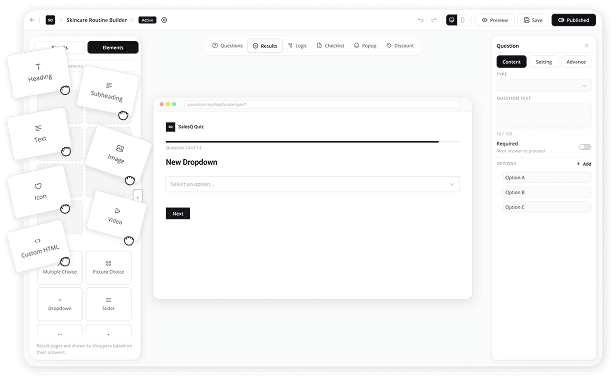 AI SalesQ quiz builder interface