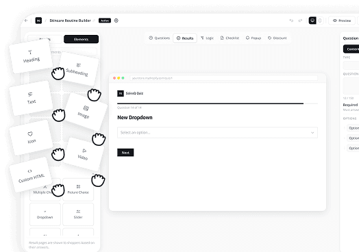 AiSalesQ analytics dashboard on desktop and mobile showing quiz view and revenue stats