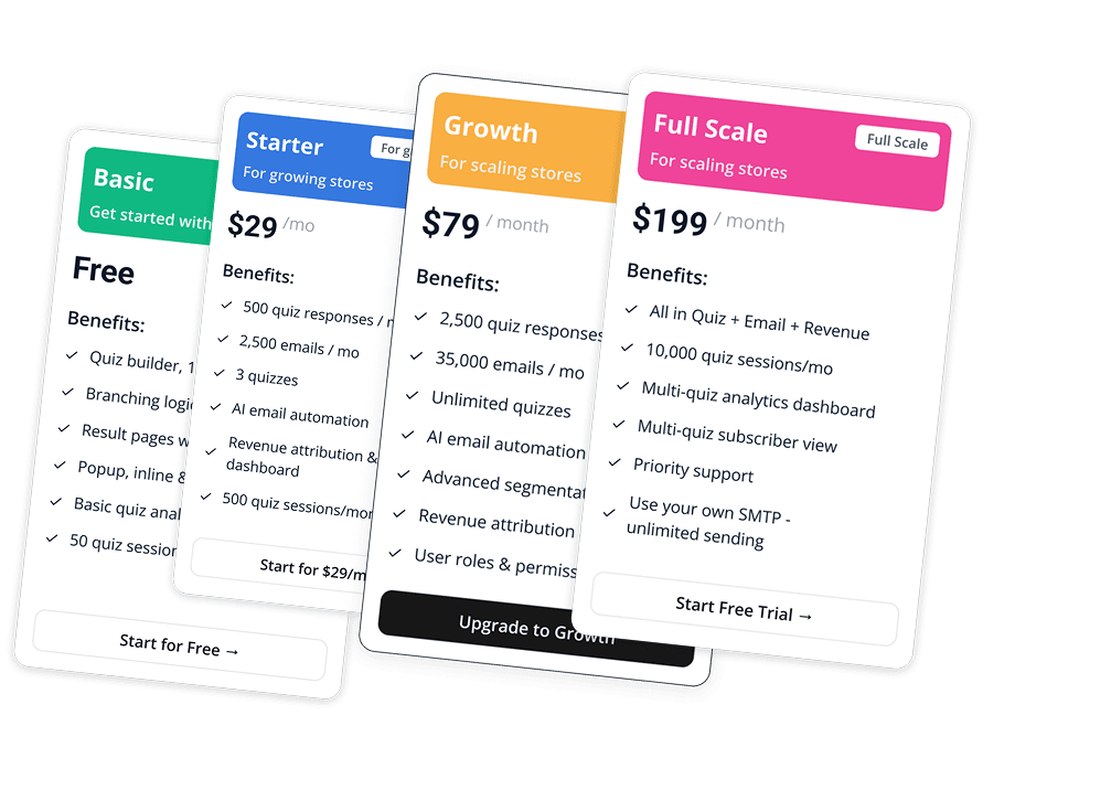 AISalesQ pricing plan cards