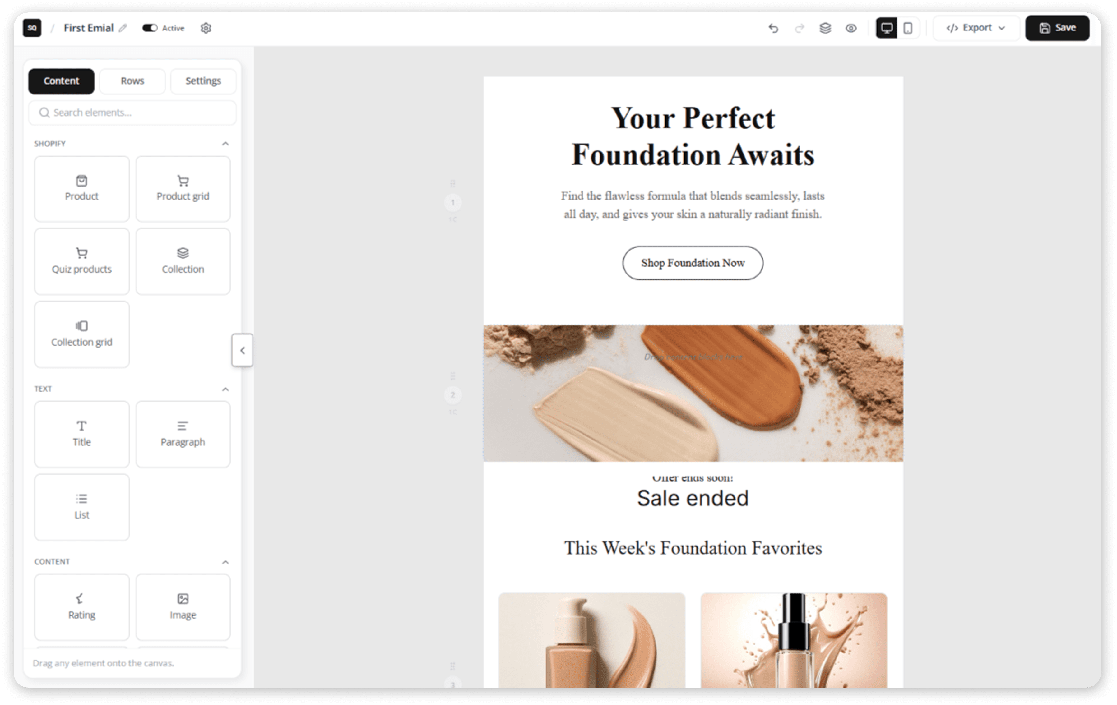 Email builder dashboard