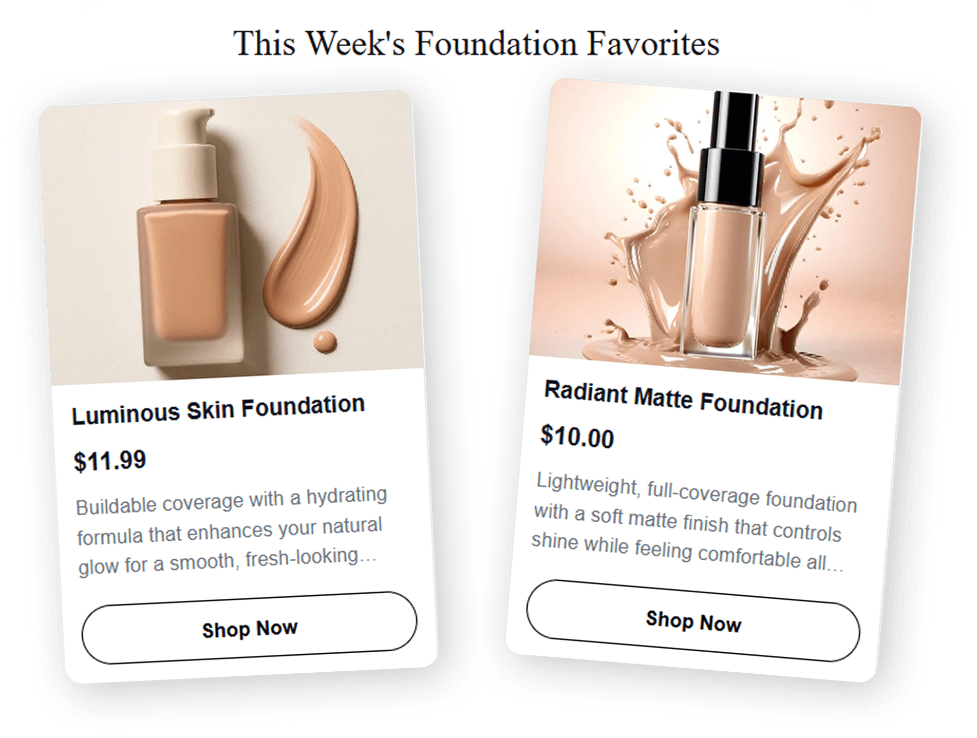 AISalesQ product recommendations on a quiz result page