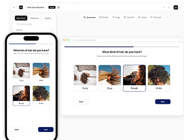 Email builder previewed on phone and browser mockups